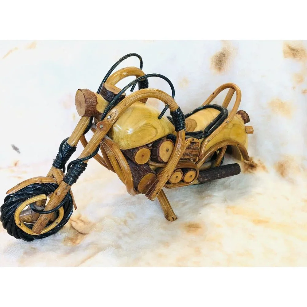 Vintage Handmade/Handcrafted Wooden 12 Inches,‎ Model Motorcycle- Very Detailed